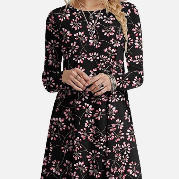 POPYOUNG flower tulips pattern boutique career dress fitted sleeve Sz M NWT - Picture 11 of 11
